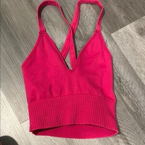 Free People Pink Cross-Back Ribbed tank top